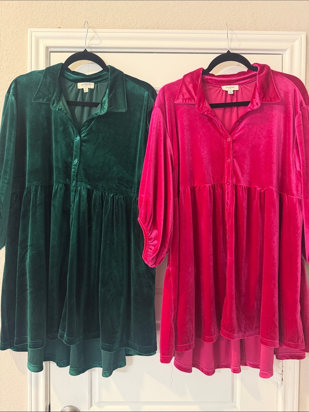 Umgee Emerald Green Velvet Babydoll Tunic